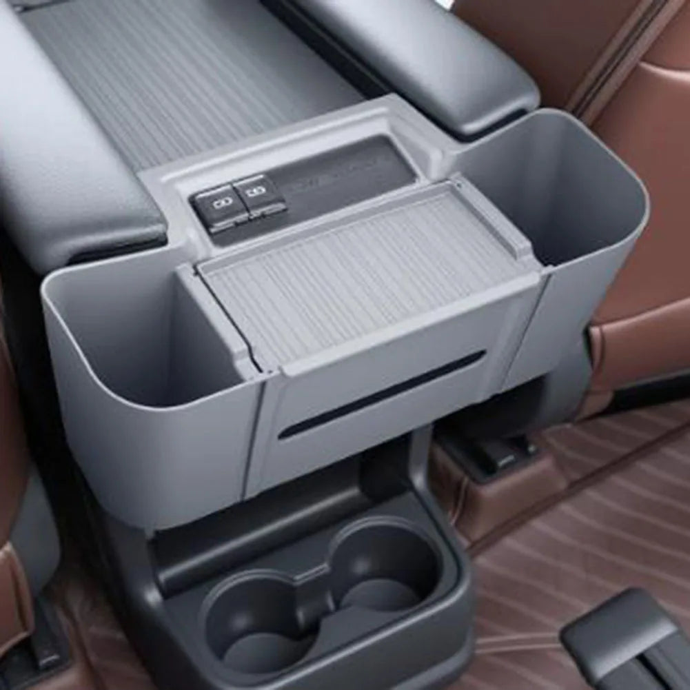 Center Console Rear Armrest Organizer for Toyota For Sienna Years 2021 2022 2023 2024 2025 2026 Gray Plastic Fit Quake