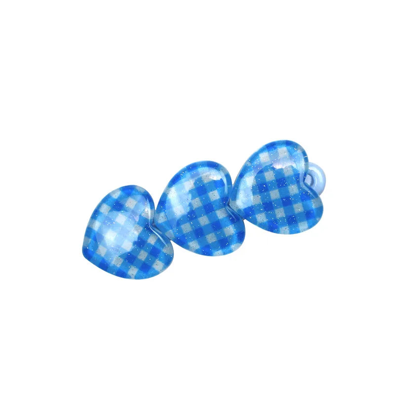 Solid Color Heart Plaid Hair Clip for Girls Sweet Hair Decorate Kawaii Hairpin Hairgrip Barrettes Kids Lovely Hair Accessories Quake