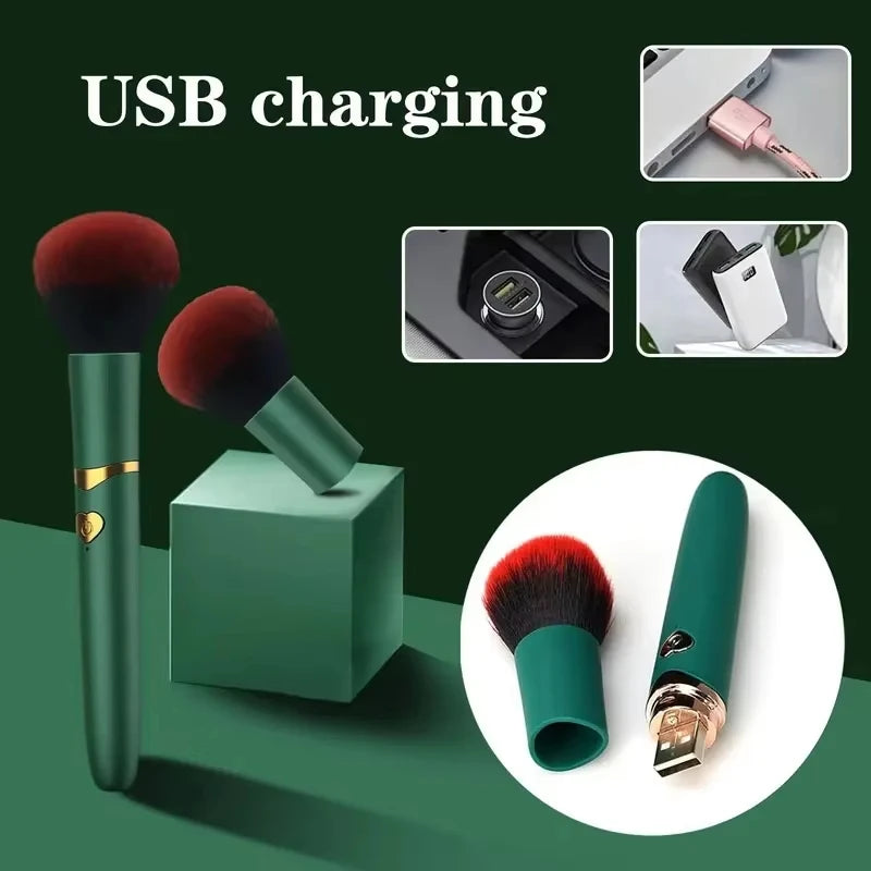 2 In 1 Electric Multi-Function Soft Fluffy Portable Foundation Brush Vibration Makeup Brush Rechargeable Detail Makeup Tools ﻿ Quake