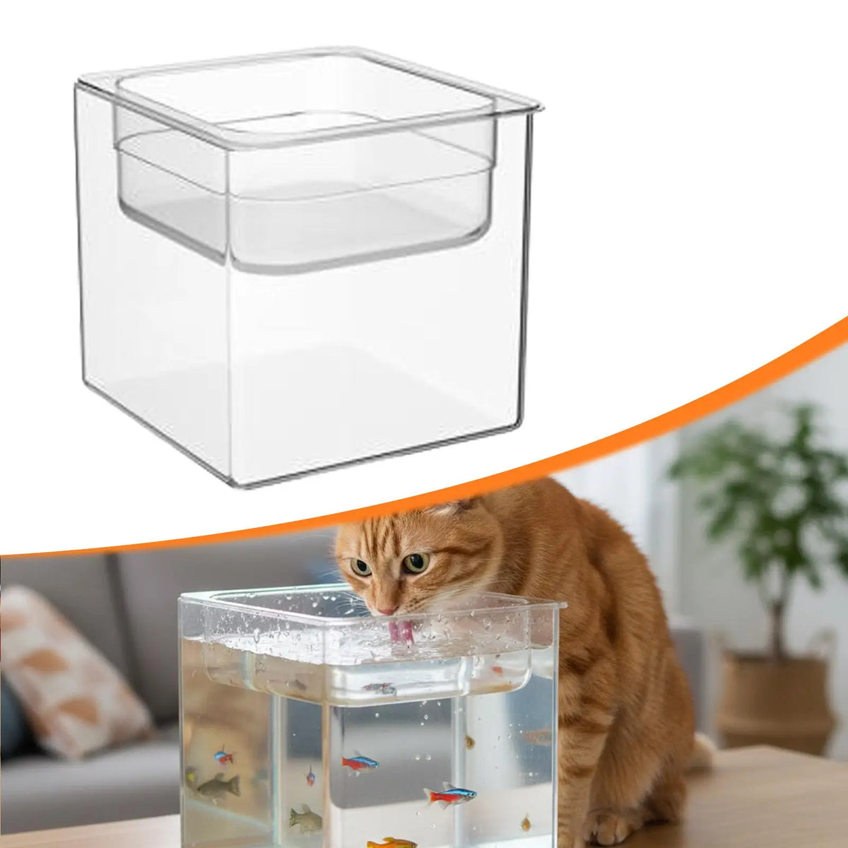 Small Square Box Fish Tank PET Acrylic Mini Aquarium Set Clear Bowl for Cats Desktop Decor Centerpiece Quake Fullbowl