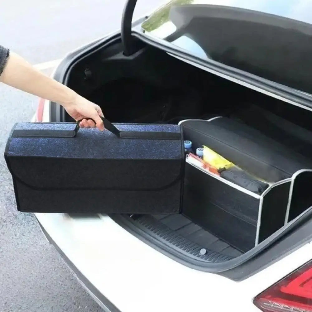 Dark Gray Car Felt Storage Box Enlarged Thickened Soft Felt Design Universal Foldable High Quality Trunk Organizer Quake