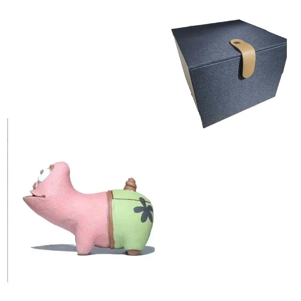 Zisha School Big Star Handheld Teapot Tea Pet Cartoon Creative Handheld Teapot Tea Brewing Pot Tea pet Quick Tea Cup Quake light Pink with box