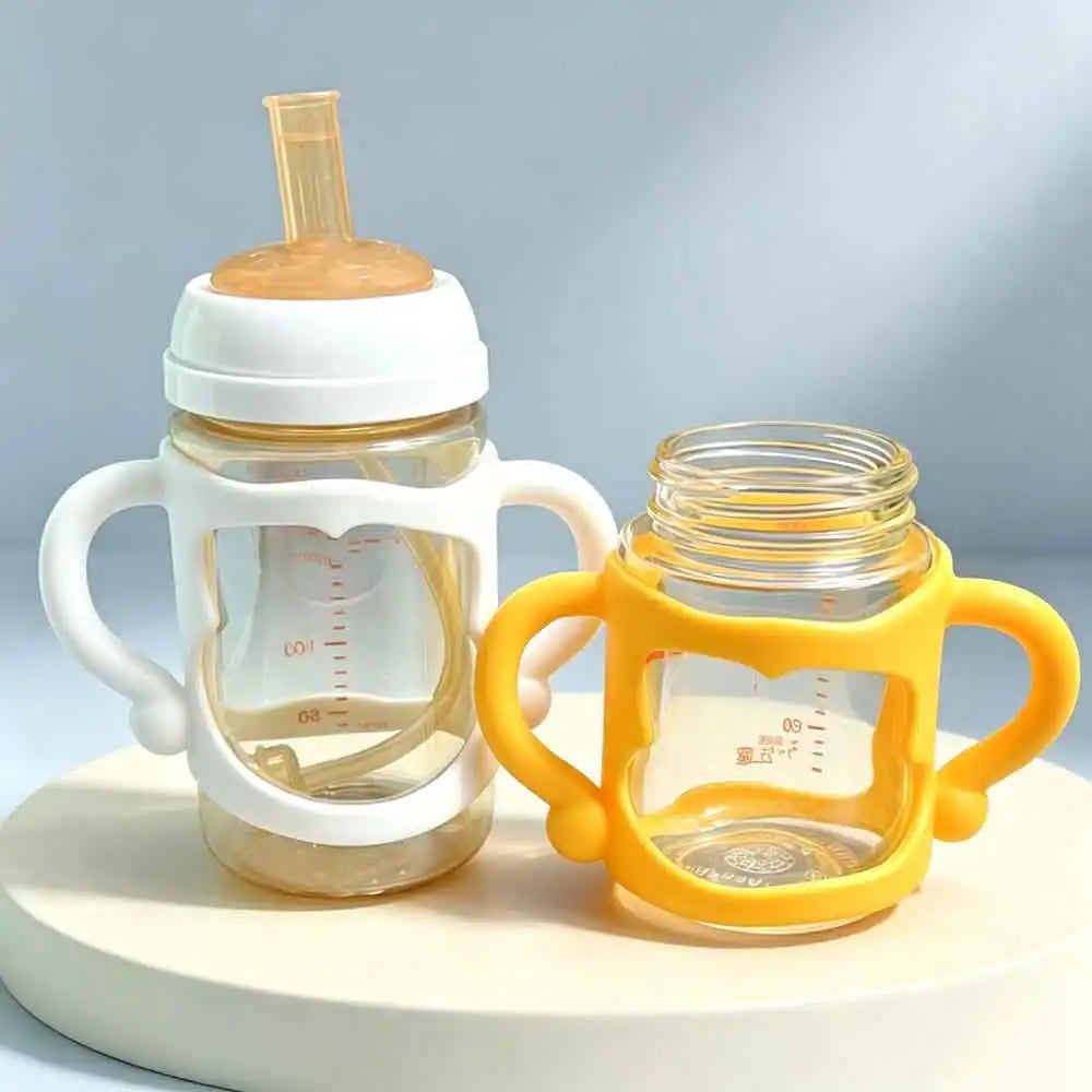 vvocci Silicone Bottle Handle For Narrow Baby Bottles, Easy Grip Handle, Can Accommodate Most Bottles - BPA-free Soft Silicone Quake