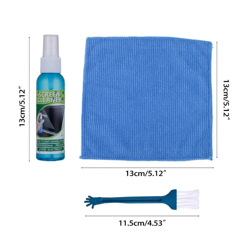 1 Set of Screen Cleaning Kit with Cloth and Liquid Cleaner Suitable for LCD TVs Tablets Laptops and Camera Lenses Quake