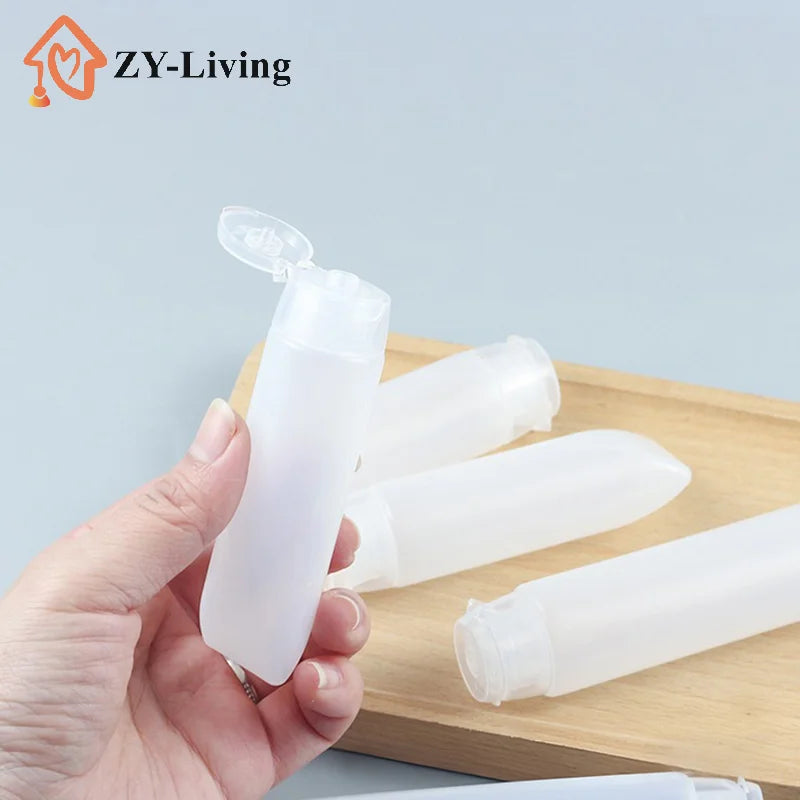10Pcs 30/50ml Empty Squeeze Tube PE Soft Tubes Facial Cleanser Bottle Cosmetic Packaging Travel Bottle Refillable DIY Container Quake
