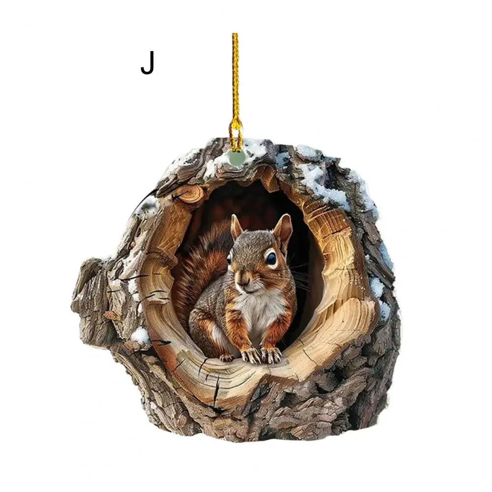 Festive Hanging Pendant Decoration Rustic Forest Christmas Ornaments 2d Acrylic Wildlife Decor for Christmas Tree Seasonal Quake