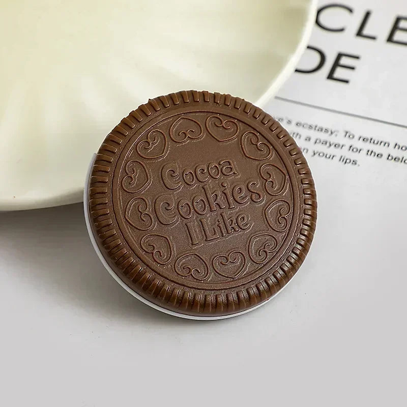 1pc Mini Pocket Chocolate Makeup Mirror Cookie Biscuits Compact Make Up Mirror with Comb Portable Traveling Folding Mini Miroir Quake coffee