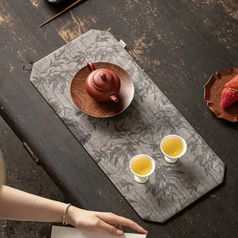 Double-sided Tea Table Dry Bubble Mat Tea Ceremony Accessories Brocade Tea Mat Square Table Towel Quake
