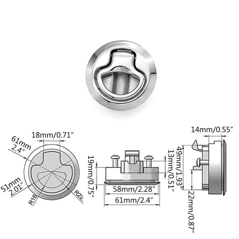 H8WE Flush Door Pull for Hatch Slam for Latch Embedded Pulling Ring Lock Marine Deck Cabin Hardware Boating Equipment Quake