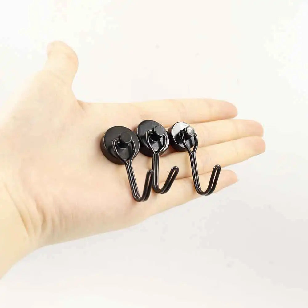1/2/4/8Pcs Hook Kitchen Refrigerator Heavy Duty Magnetic Hooks Strong Neodymium Magnet Hook Black Silver Swivel Hanging Tools Quake