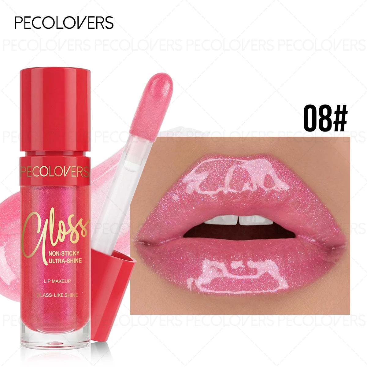 Shiny Plump Lip Glaze, Tinted Lip Gloss Pink Berry Nude, Non-Smudge Plump Lips Natural Brightening, Hydrating Lip Gloss Quake 08