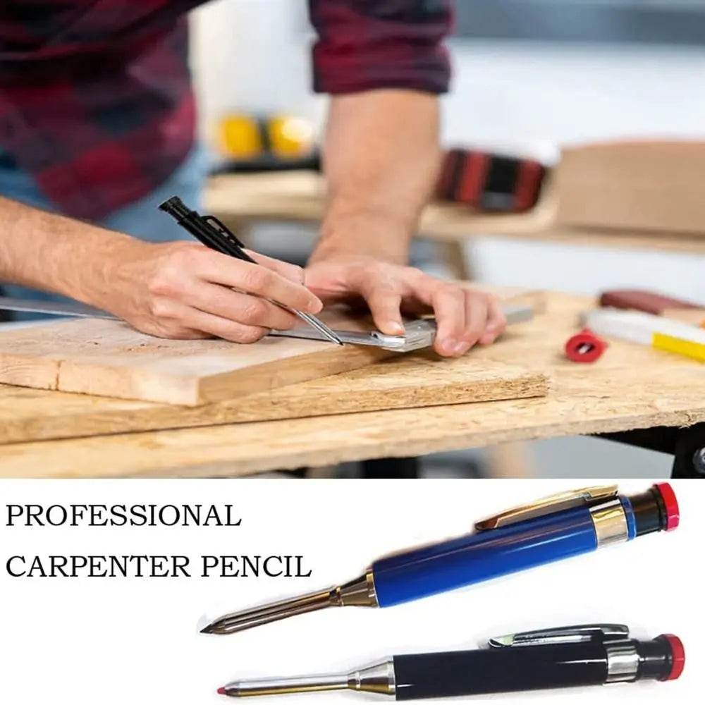 All Metal Deep Hole Marking Pencil 2.8mm Deep Hole Marking Woodworking Pencil Built-in Sharpener Long Head Quake