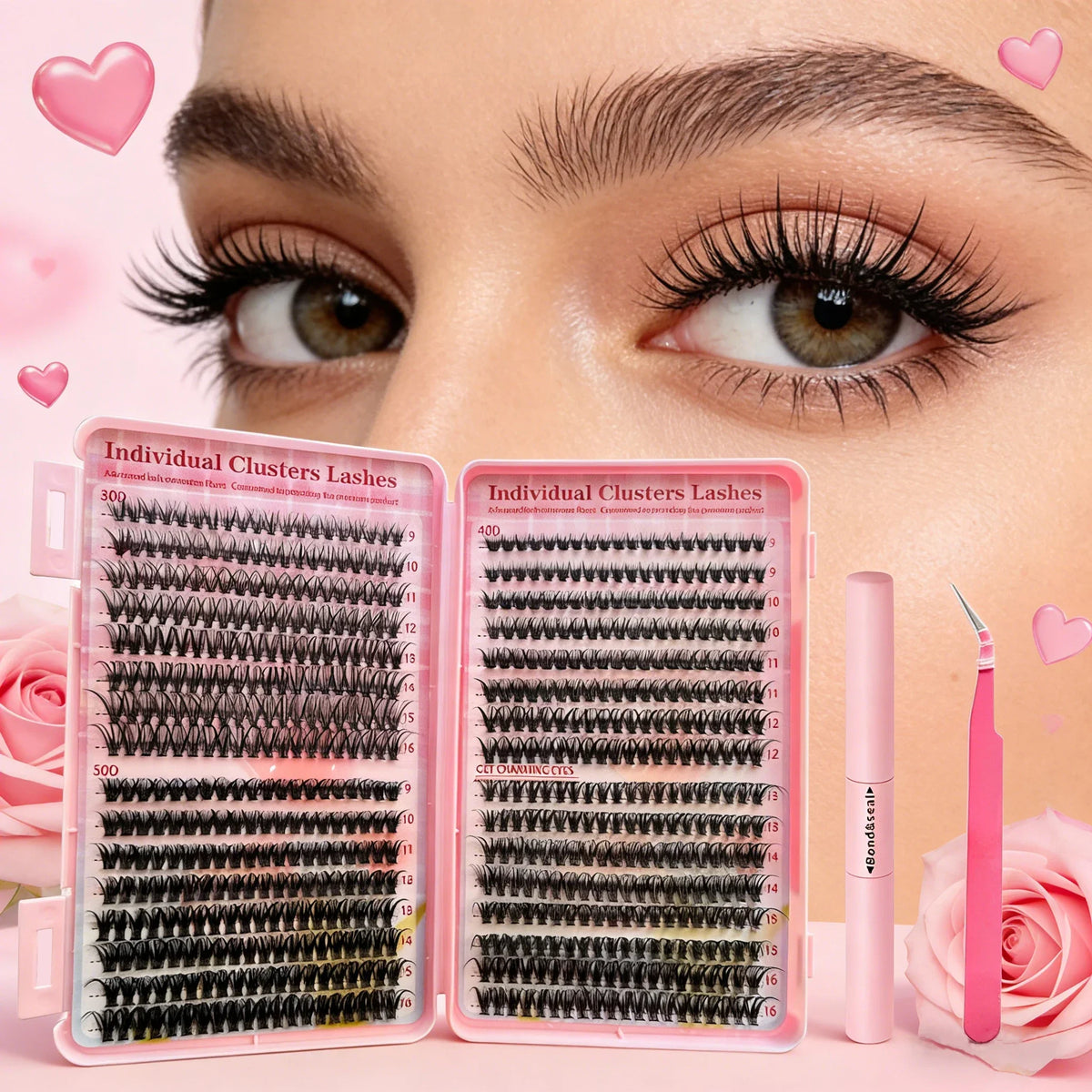 DIY Single Cluster Hot Melt D Curl False Eyelashes Natural Volume Long Lasting Makeup Gift for Women Valentine's Day Party Quake