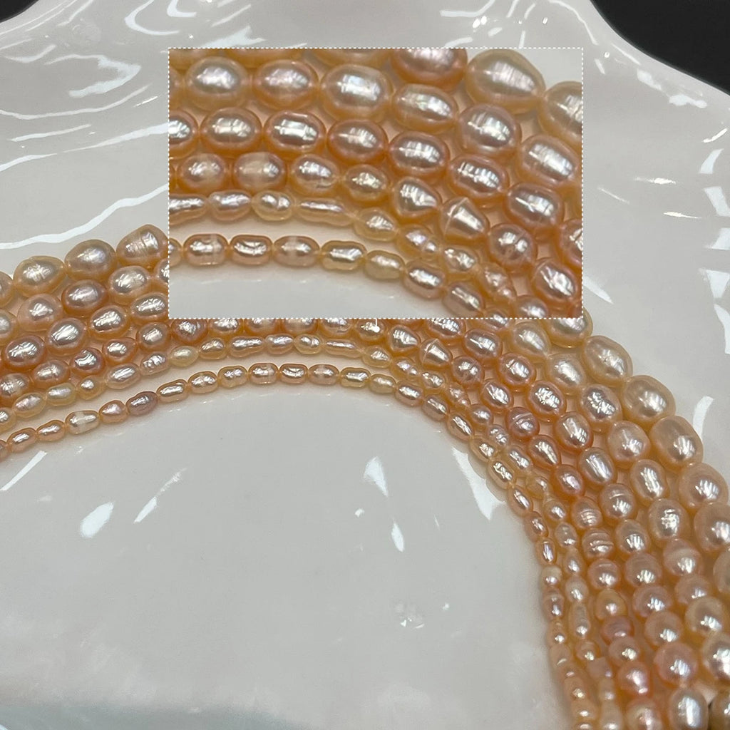 AA Thread Pearl 3-8mm Natural Freshwater Orange Pearl For Jewelry Making DIY Necklace Bracelet Chains Earrings Accessory Quake Orange 6-7mm