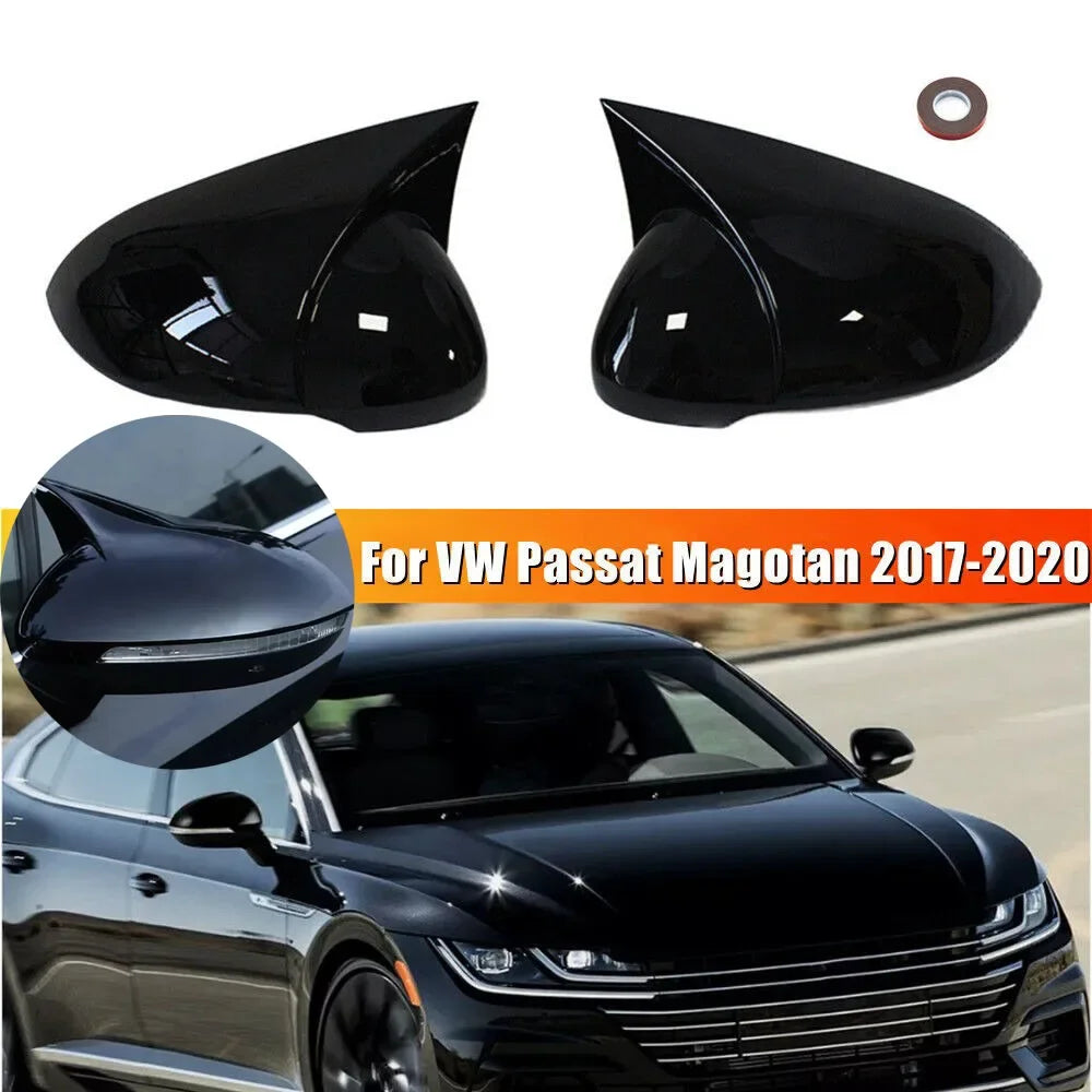 For Volkswagen VW Passat B8 2017-2019 Car Sticker Rearview Side Mirror Cover Wing Cap Exterior Door Rear View Case Trim Carbon Quake