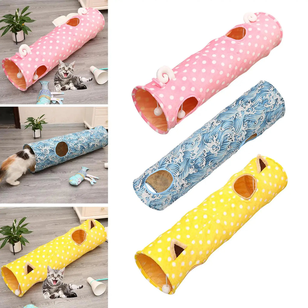 Funny Cat Kitten Folding Tunnel Training Peepholes Play Fun Toy Interactive Quake