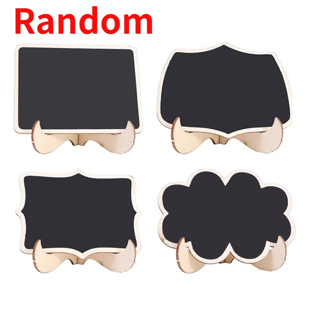 20/1PCS Wooden Blackboard Mini Board Message Label Sign Chalkboard Portable Table Decoration for Birthday Wedding Home Party Quake Random 20PCS