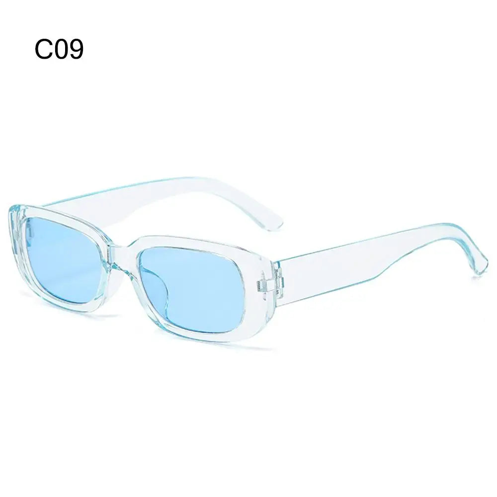 Trendy Narrow Square Frame Y2K Sun Glasses Candy Color UV400 Protection Rectangle Sunglasses Black Shades for Women Men Quake C09