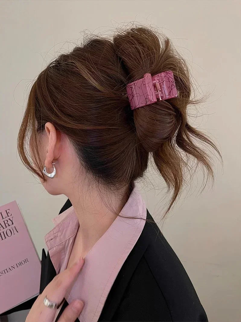 Solid Color High Ponytail Small Grab Clip Women Sweet Elegant Ponytail Grab Clip Lazy Styling Hairpin Style Accessories Quake