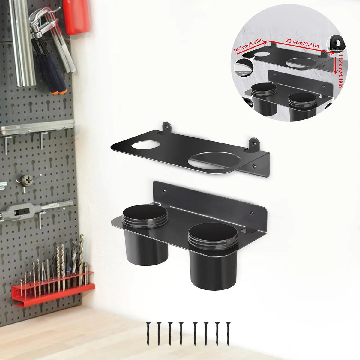 2 Pieces Oil Funnel Holder Storage Rack Easy to Install Organizer Garage Fluid Drain Portable Funnel Kit with Removable Cup Quake