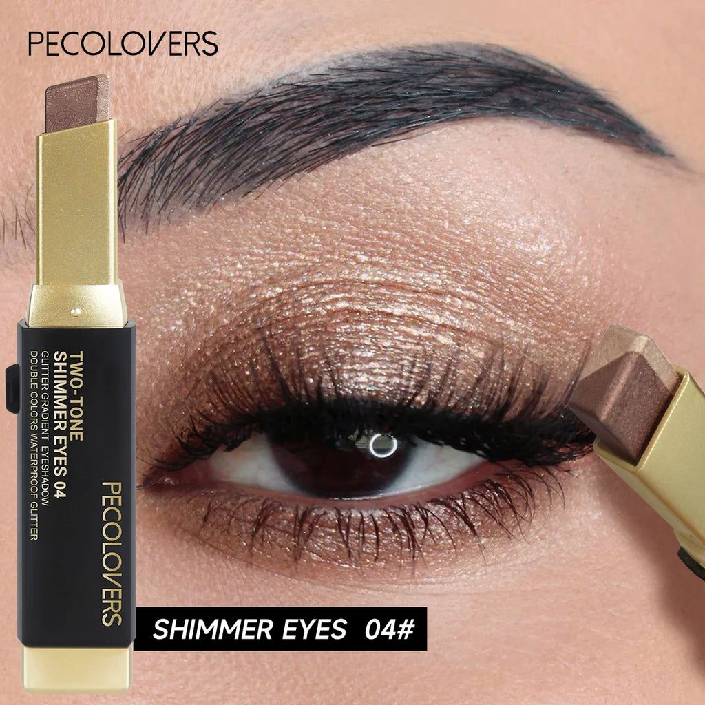 Glitter Eyeshadow Stick, Push and Pull Design; Bright and Dark Two-color Eye Shadow Design; Easy To Color; Save Makeup Time; Quake 04