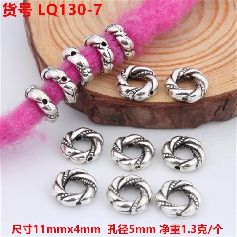African Braiding Hair Rings Vintage Spiral Braids Hair Styling Tools Accessories Silver Gold Beads for Hair Braids Dreadlock Quake 5pcs LQ130-7