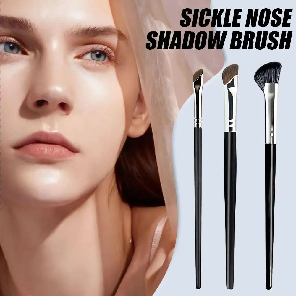 3PCS Nose Brush Set Nose Contour Brush Sculpting Half Fan-Shape Nose Shadow Brush Angled Concealer Brush Under Eye Cosmetics Quake
