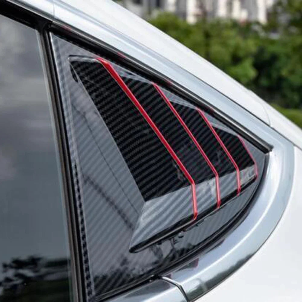 For Tesla Model 3 2017-2023 Car Rear Louver Window Side Shutter Cover Trim Sticker Vent Scoop ABS Carbon Fiber Red Accessories Quake