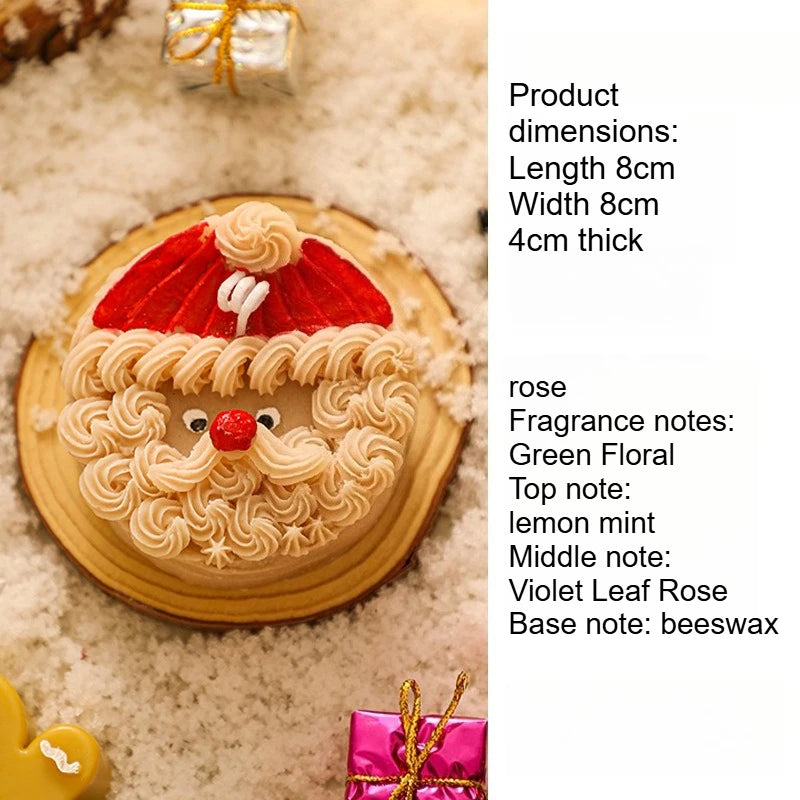 1pc Christmas Atmosphere Cute Small Gifts Aromatherapy Candles Souvenirs Creative Handmade Santa Claus Candles Quake Milk tea -round