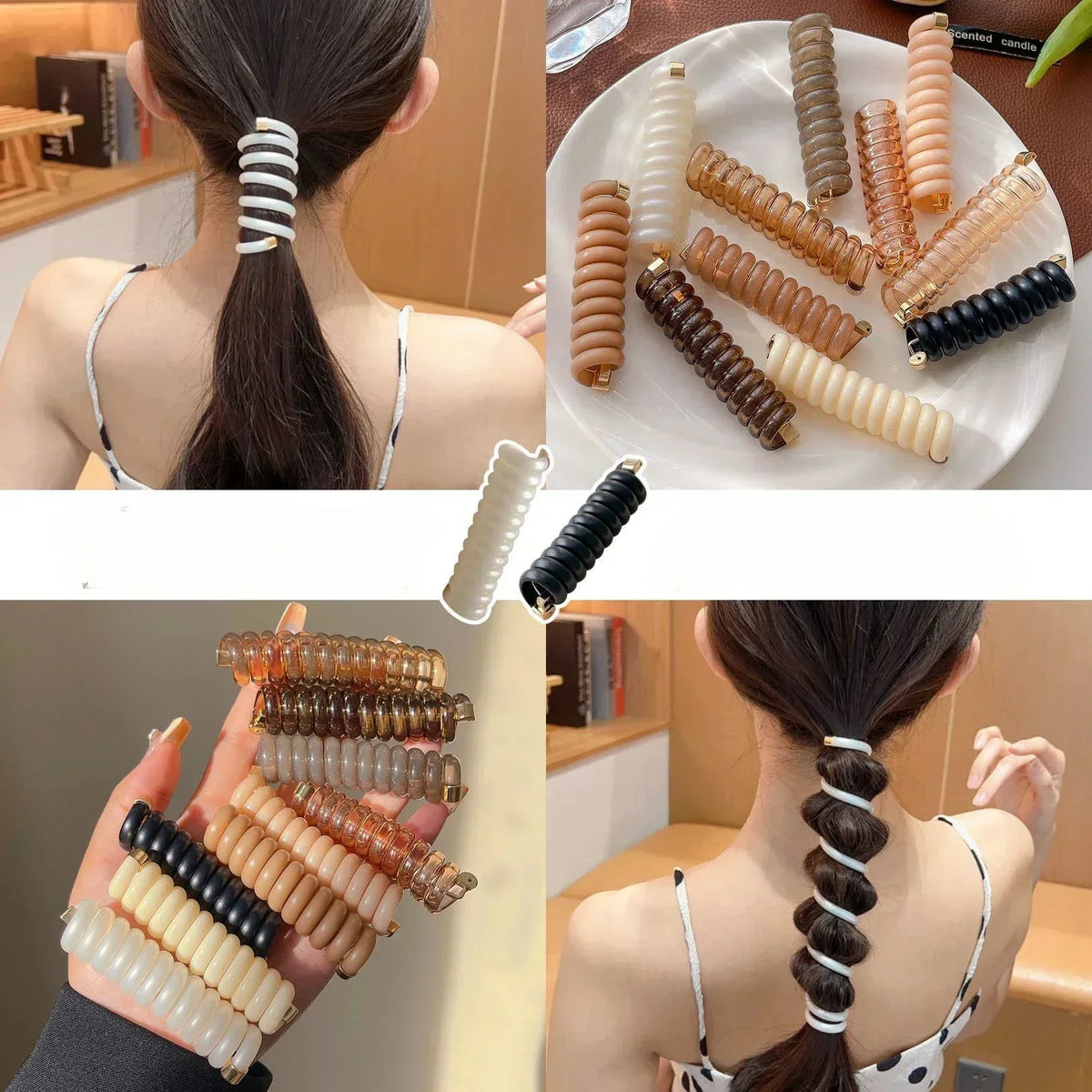 New Spiral High Elastic Rubber Bands for Women Girls Telephone Wire Hair Ties Loop Spiral Coil Hairbands Ponytail Holder Quake