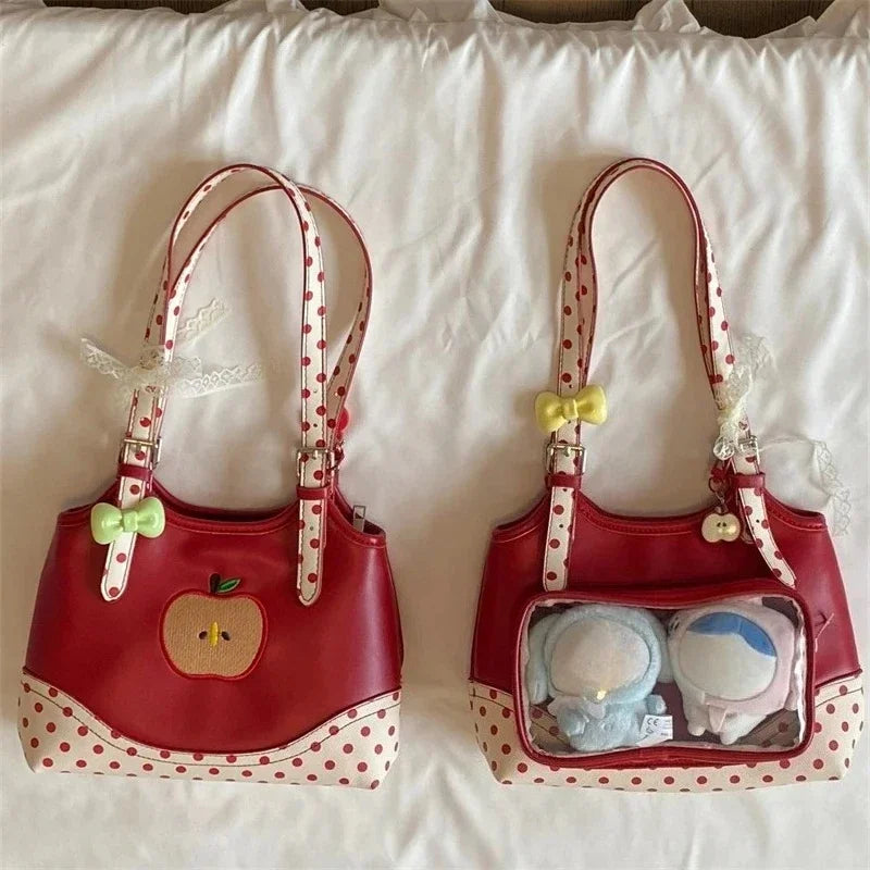 Sweet Transparent Bags for Woman Dot Print Apple Shoulder Bag Underarm Bolso Beautiful Femme Practical Bolsos Quake