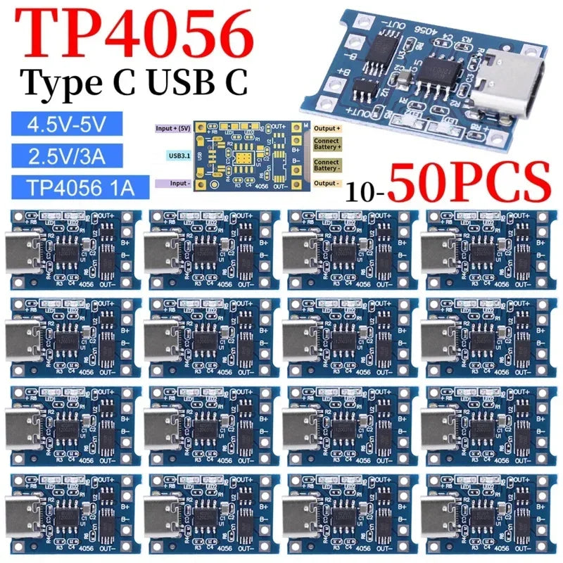 1pcs Type-C USB C -5V 1A -18650 tp4056 Lithium Battery Charger Module charging board with protection dual functions Quake