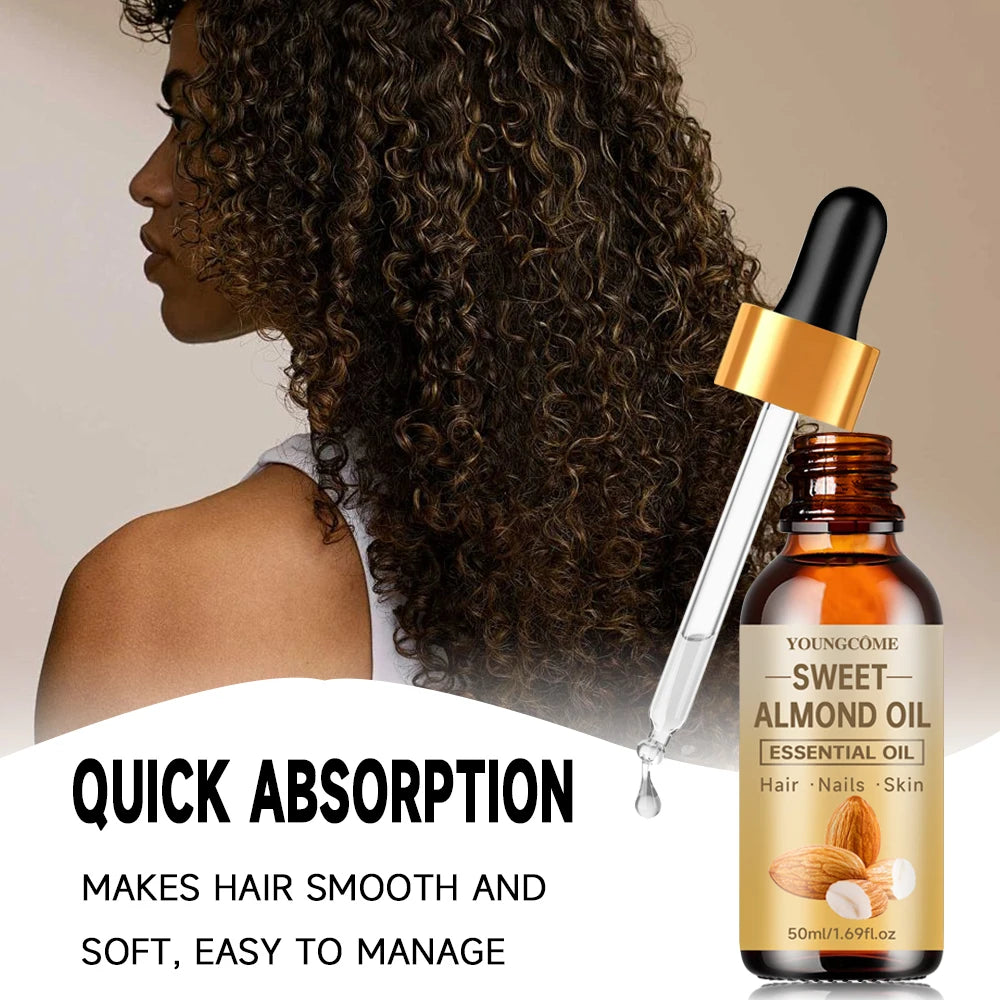 Pure natural sweet almond oil essential oil, hair moisturizer, suitable for hair, face and body,suitable for all hair types Quake
