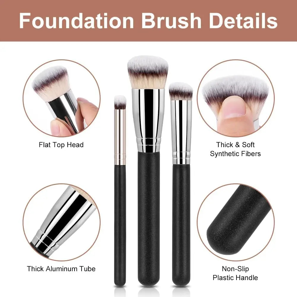 Makeup Brush Set, Professional Foundation Brush And Concealer Brushes, Dense Bristles, 100% Vegan Quake
