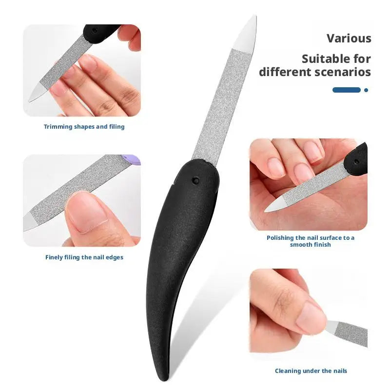 Mini Bird Folding Nail File Washed and Polished Manicure File Double Sided Frosted Abs Plastic Material Nail Art Tools Quake