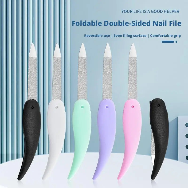 Mini Bird Folding Nail File Washed and Polished Manicure File Double Sided Frosted Abs Plastic Material Nail Art Tools Quake