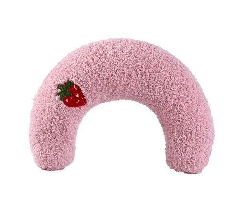 Fair Little Pillow for Cats Ultra Soft Fluffy Pet Calming Toy Half Donut Cuddler Joint Relief Sleeping Improve Machine Washable Quake Pink B13302A