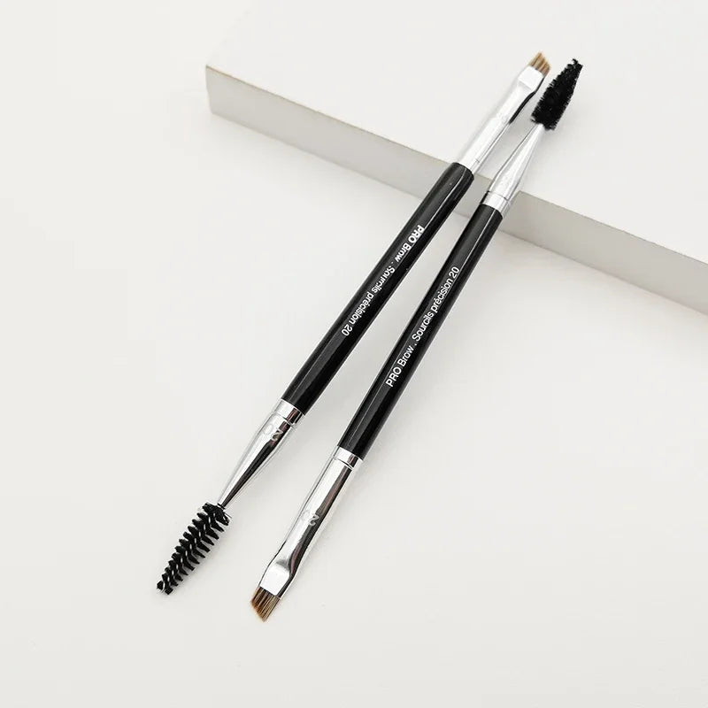 High Quality #20 Pro Double End Angled Precision Eyebrow Brush Mascara Eyelash Makeup Brush Cosmetic Tool Quake Default Title
