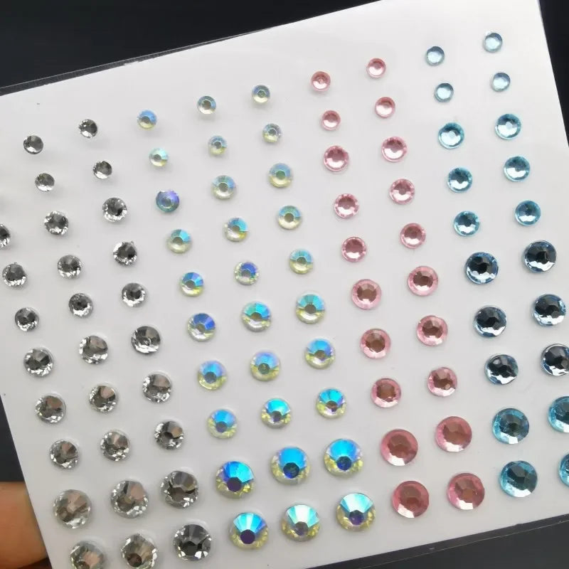 Diamond Face Stickers Self Adhesive Eyeshadow Glitter Fake Tattoo Rhinestone Body Art Party Decoration Makeup Mixed Size Quake 07