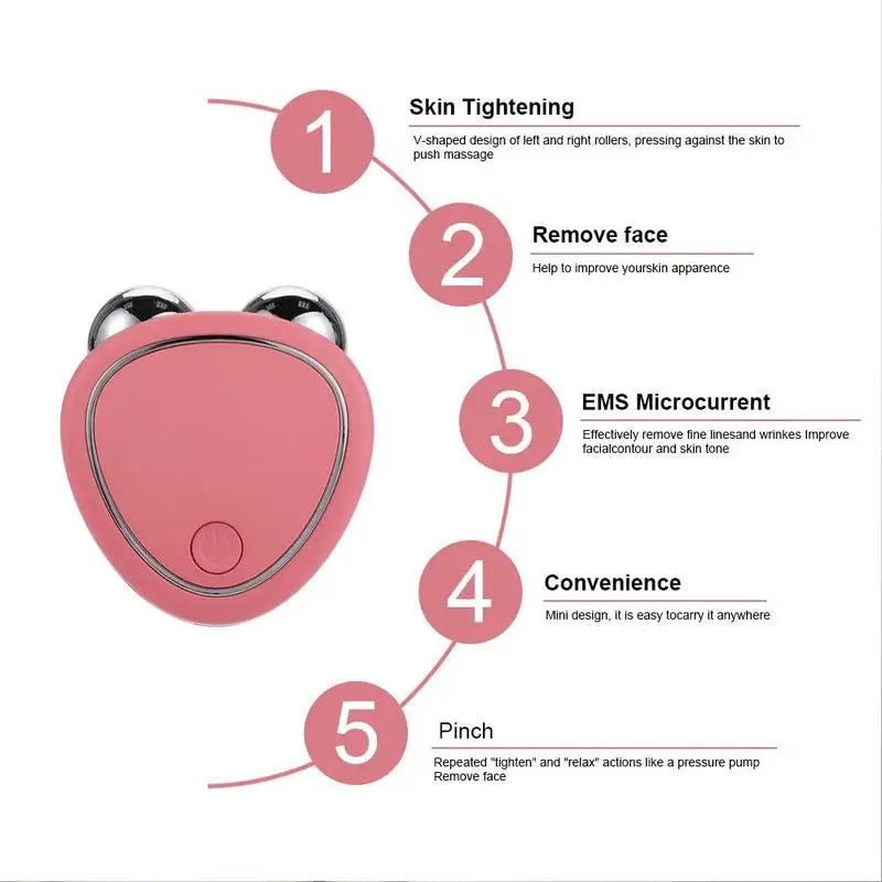 Mini Microcurrent Facial Device+Facial Serum Kit,EMS Face Lift Massager Face Sculpting Beauty Tool Rejuvenation Tighten Skincare Quake
