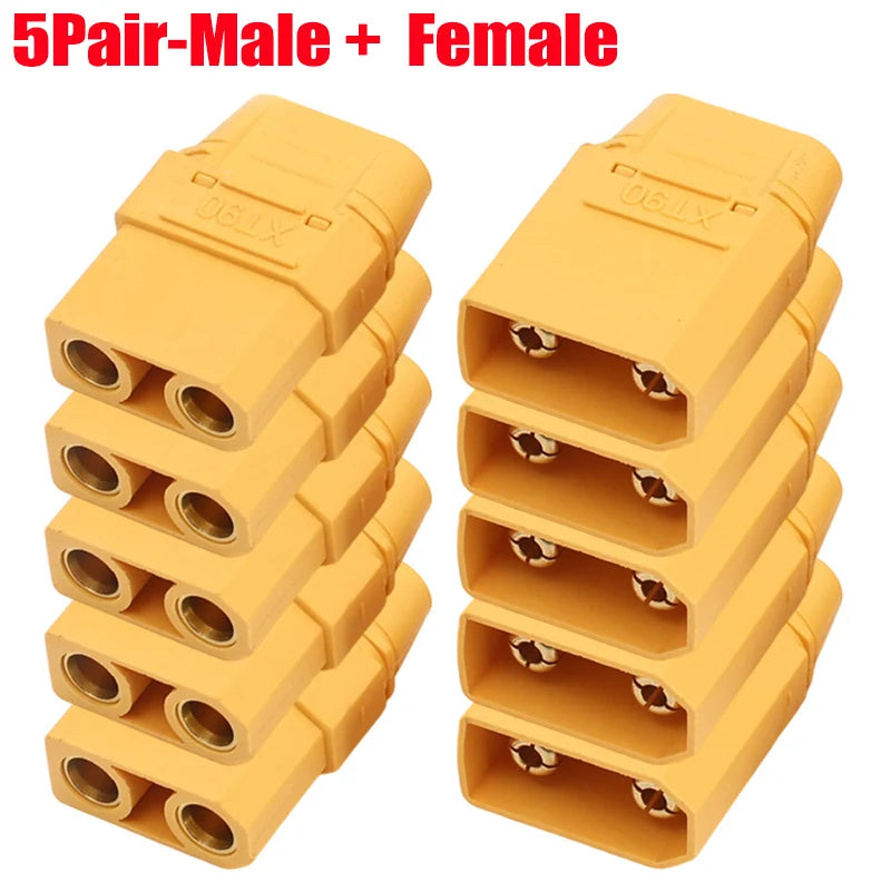 20/1Pairs Male Female XT90 Terminal Plugs for RC Lipo Battery Drone Boat Airplane Welding Wire Cable Adapters Connector Plugs Quake 5Pair-Mixed