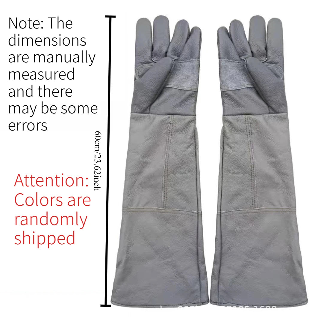 Professional Cowhide Anti Thorn Gardening Gloves Anti Stab Protective Gloves for Garden Harvesting and Flower Bush Pruning Quake 60cm