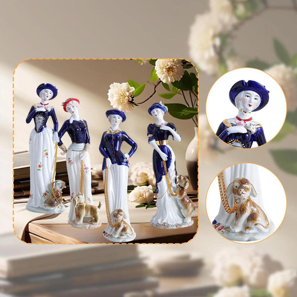 Girl Figurine Statue Porcelain Desktop Ornament Modern Decorative Sculpture for Home Decor Living Room Office Fireplace Quake