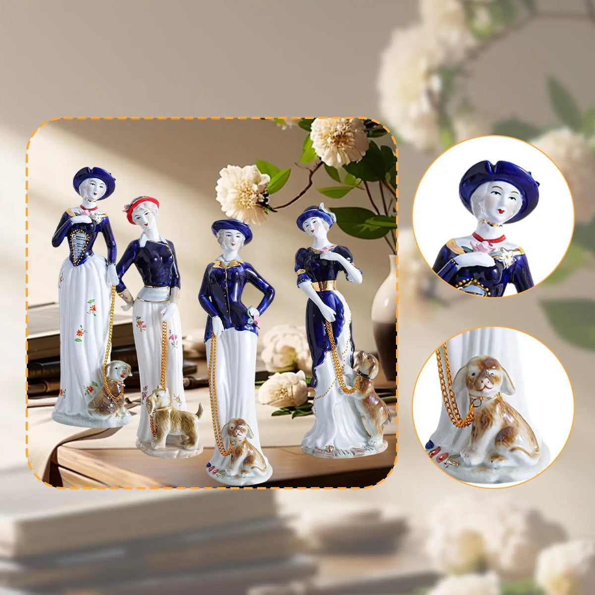 Girl Figurine Statue Porcelain Desktop Ornament Modern Decorative Sculpture for Home Decor Living Room Office Fireplace Quake