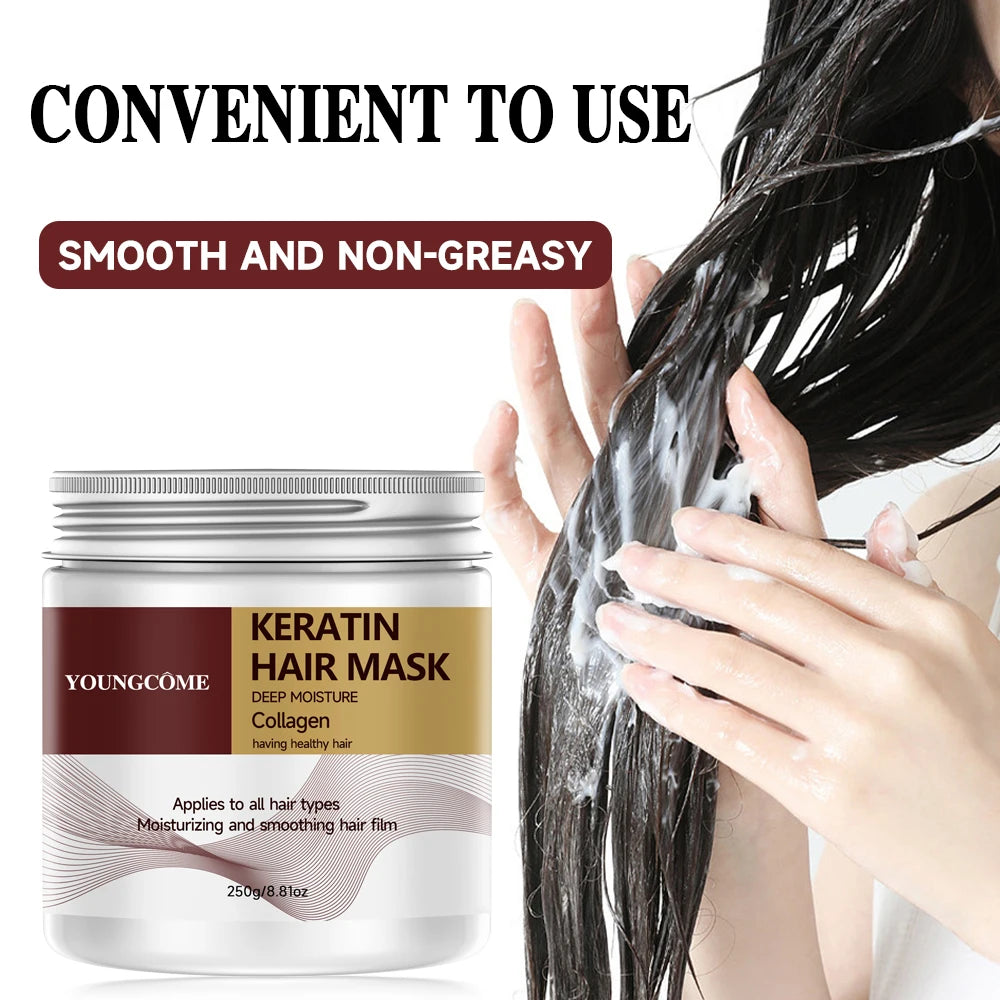 250G Keratin moisturizing smooth hair mask professional hair care,Repair Damage Frizz Tangles Anti Dryness Soft Smooth Shiny Quake