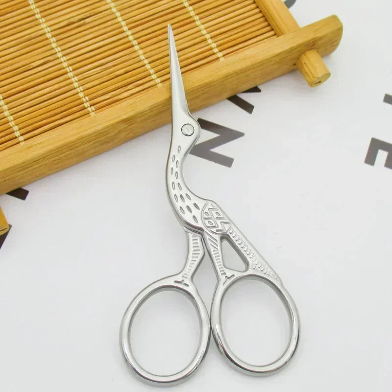 Nose Hair Scissors Round Head Type BeautyScissors For Eyebrows Stainless Steel Stork Nose Hair Beard Ear Hair Eyebrow Scissors Quake M62 Silvery