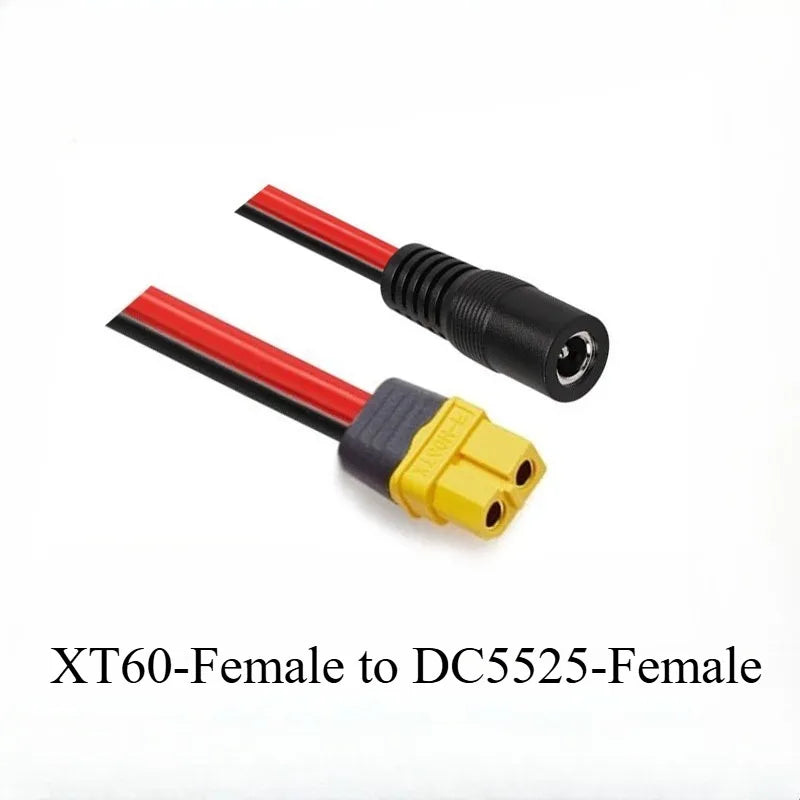 XT60 To DC 5521/5525mm Power Conversion Cable 12AWG Heavy‑Duty Connector Wire For Solar Panel Outdoor Charging & Power Supply Quake XT60-F to DC5525-F 12AWG 0.5M