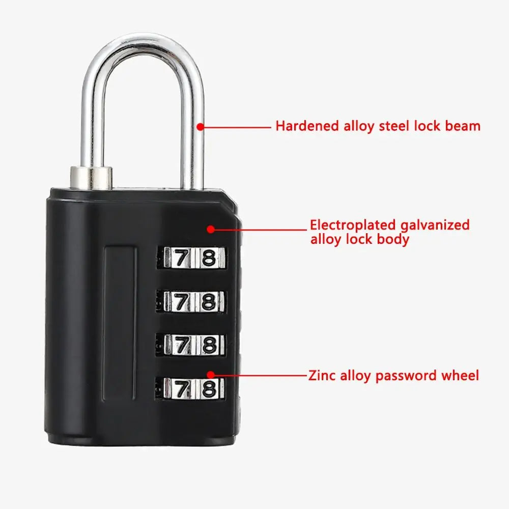 New Luggage Security Coded Lock Travel Customs Suitcase Locks Anti-Theft Security 4 Digit Number Combination Pad Lock Padlock Quake
