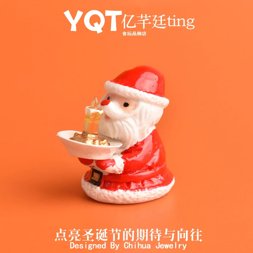 10pcs Christmas Santa Claus Candlestick Flatback Resin For Decor Miniature Food Play Ornament DIY Micro Landscape Accessories Quake