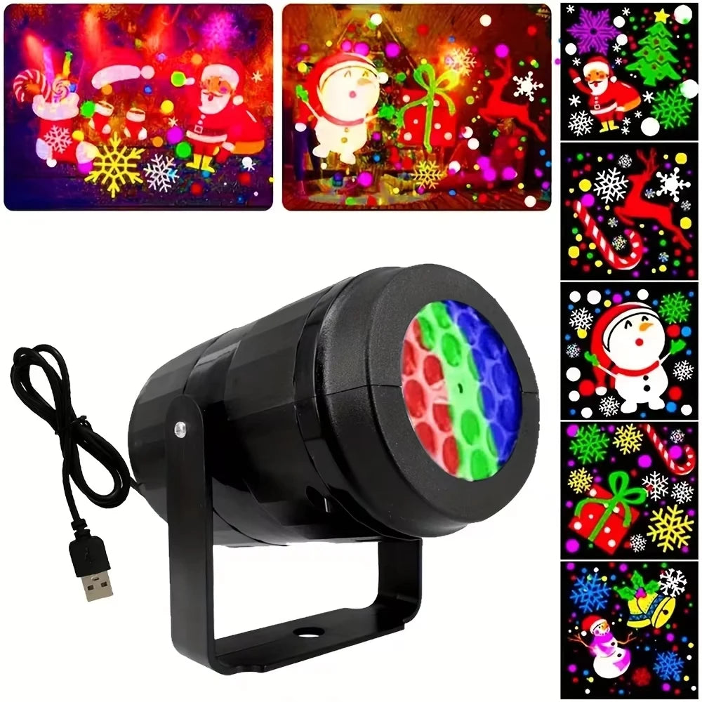 16 Pattern Christmas Projector Lights Outdoor/Indoor Holiday Projection LED Night Lamp for Home Xmas 2027 New Year Party Decor Quake 16 Christmas USB Type-C